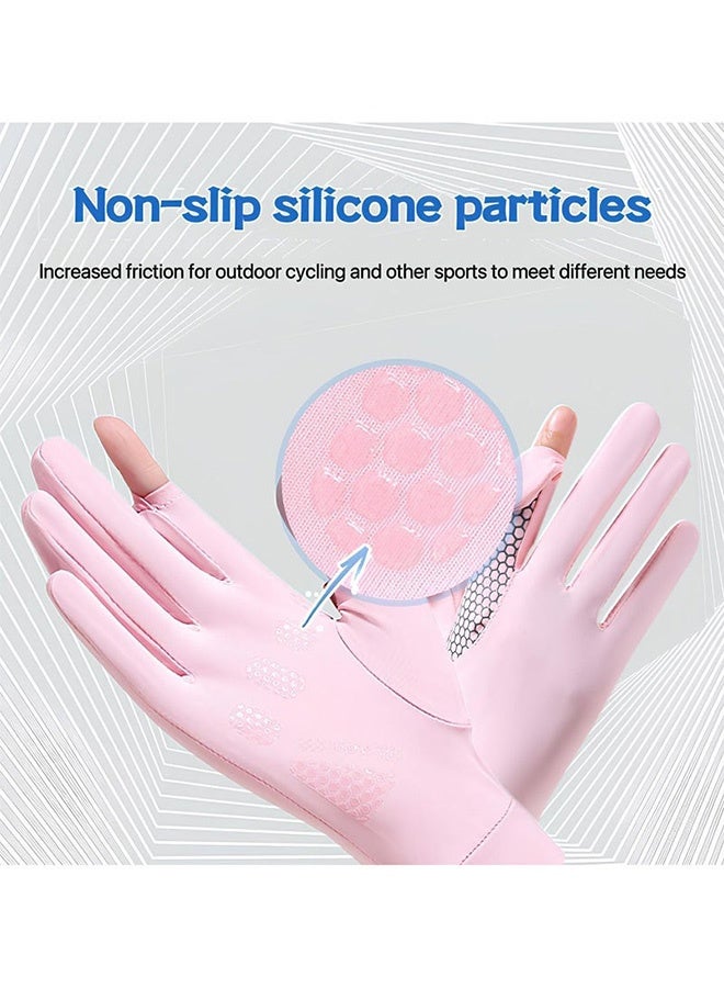 2 زوج من القفازات النسائية UPF 50+ المقاومة للأشعة فوق البنفسجية باللون الوردي البيج القابلة للتنفس وسريعة الجفاف والمضادة للانزلاق وخفيفة الوزن للقيادة وركوب الدراجات والجولف والمشي لمسافات طويلة والأنشطة اليومية في الهواء الطلق - Image 4